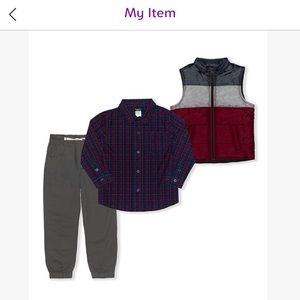 Burgundy and Navy plaid toddler set